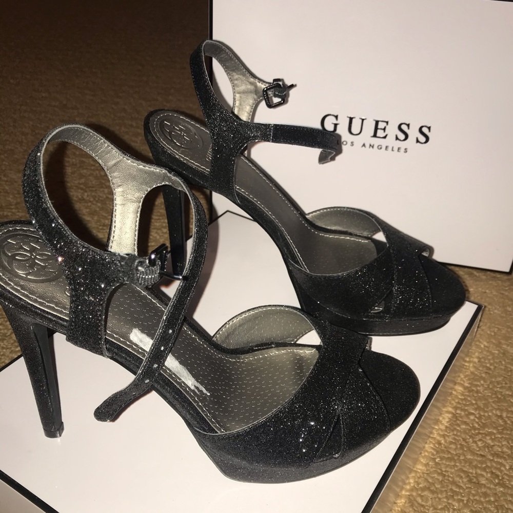 Brand New Guess Glitter Black High Heels